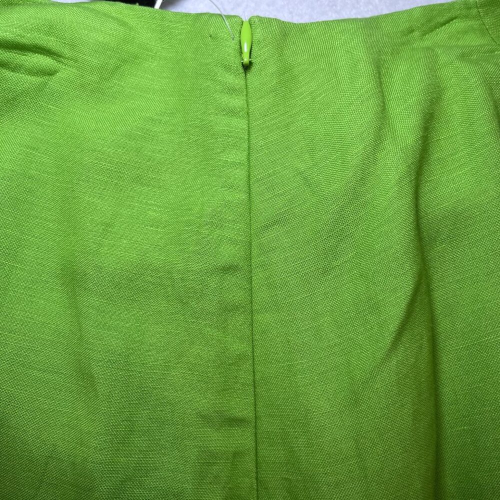 Larry Levine A-line flirty flowy bottom linen blend green skirt womens 14 NWT - Picture 7 of 13